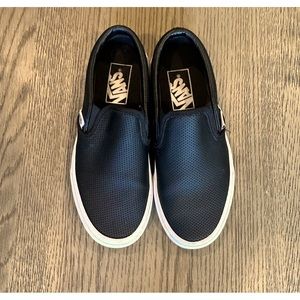 Vans Unisex Perforated leather slip on sneakers women’s Sz 5 men’s Sz 3.5 Black